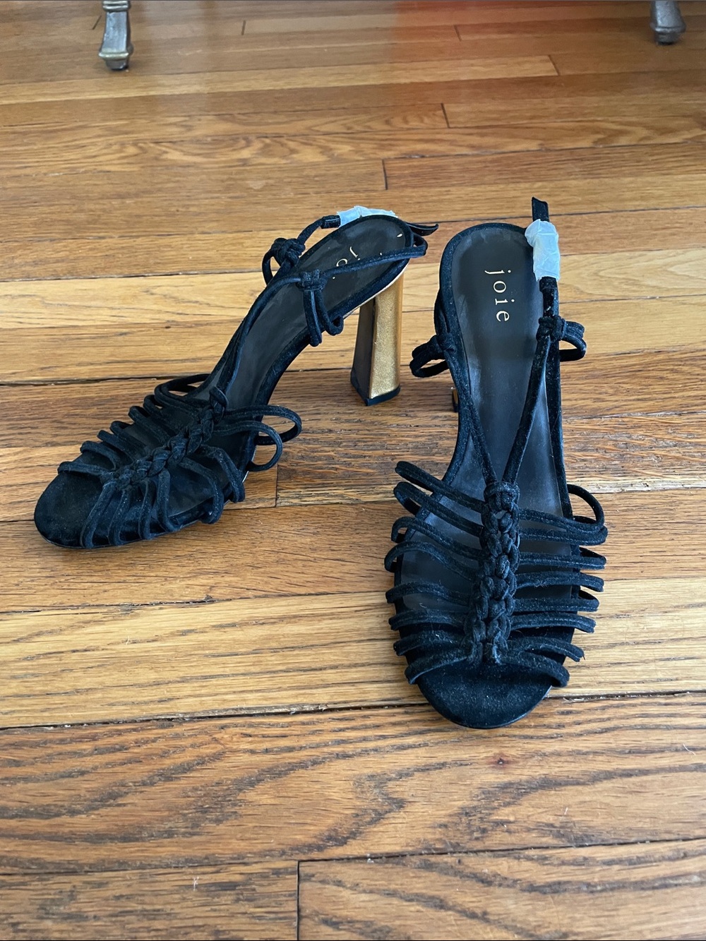 Joie Black Braided Strappy Slingback Heels